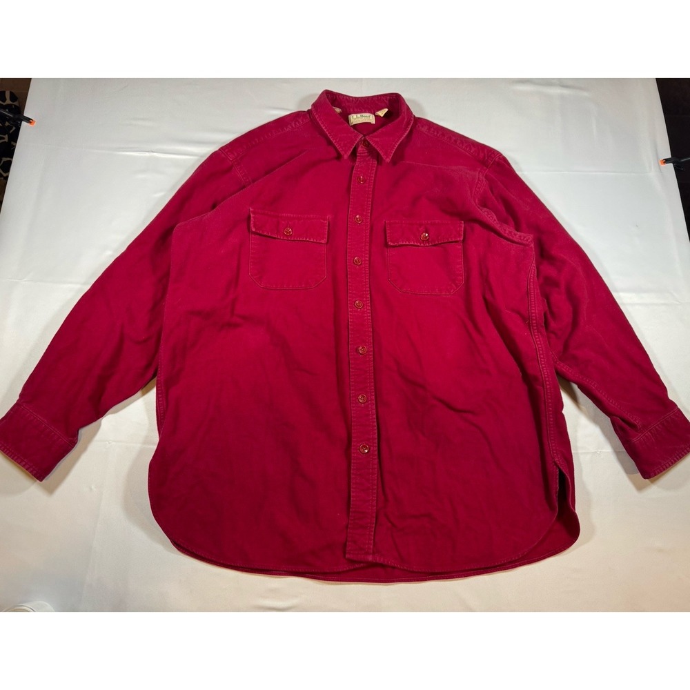 L.L. Bean Shirt Mens 18 Tall Chamois Flannel LS Button Workwear Vintage USA